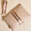 Leila Stripe Pouch | Camel/ Gold