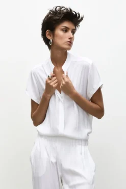 Mela Purdie Soft Stand Shirt | White
