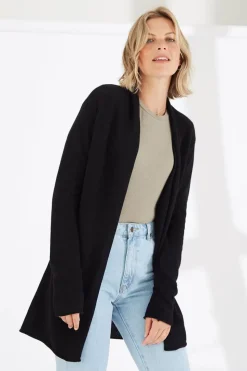 Mia Fratino Essentials Soft Roll Cardi | Jet Black