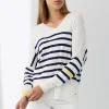 Mia Fratino Palma Stripe Vee | Chalk/Navy/Granita
