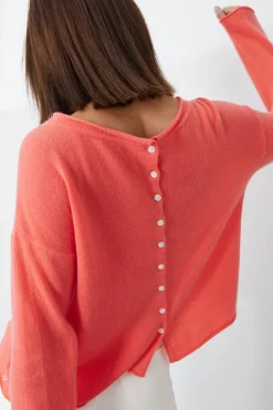 Mia Fratino Pure Reversible Button Cardi | Papaya