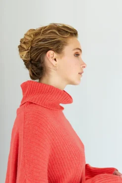 Mia Fratino Ribbed Roll Neck | Papaya