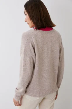 Mia Fratino Stevie Contrast Cardi | Barley/Watermelon