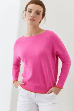 Mia Fratino Theo Tipped Boatneck | Pink/Clementine
