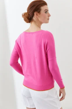 Mia Fratino Theo Tipped Boatneck | Pink/Clementine