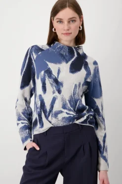 Monari Stand-Up Collar Pullover | Moon Patterned