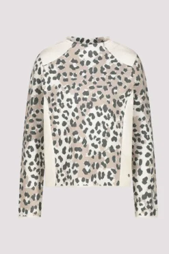 Monari Stand-Up Collar Pullover | Sandshell Leopard Pattern