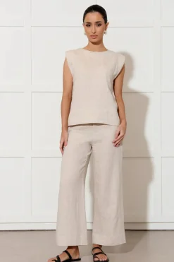 Nisha Cropped Linen Pant | Natural