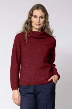 Noble Wilde Moss Stitch Cowl Neck | Sangria