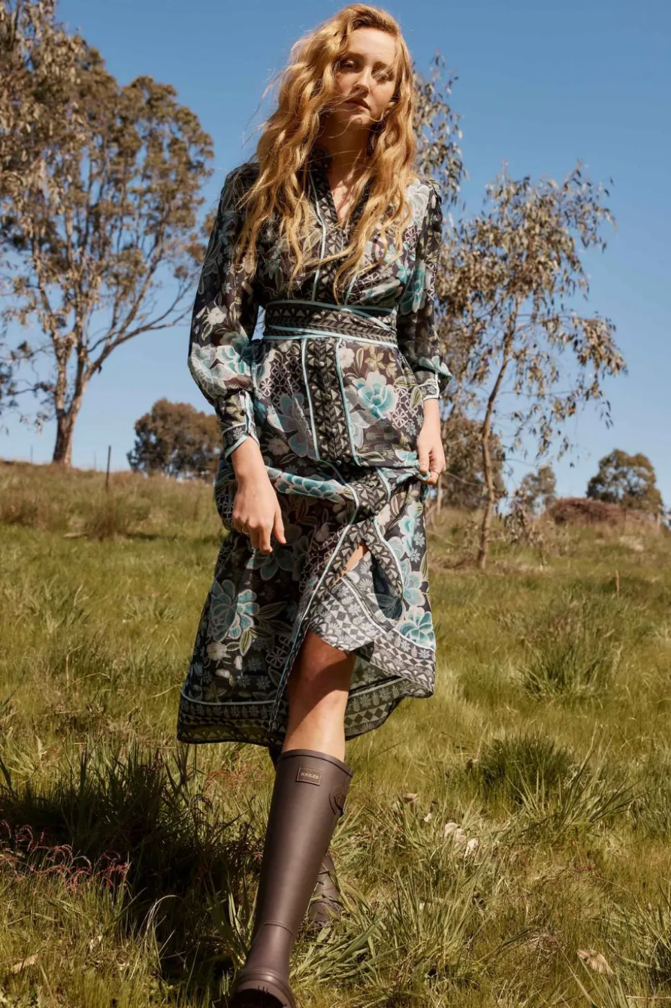 Once Was Sienna Cotton Silk Midi Dress | Dahlia Fields