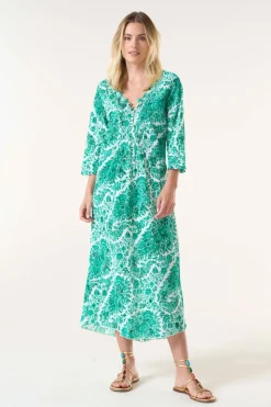 Oneseason Long Poppy Dress | St Tropez | Emerald