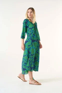 Oneseason Long Poppy Dress | Porto Vecchio Green