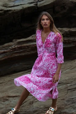 Oneseason Long Poppy Dress | Hydra Pink
