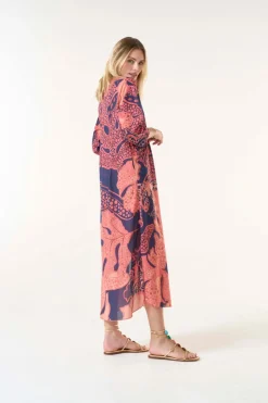 Oneseason Long Poppy Dress | Portofino | Coral