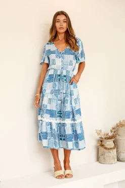 Patchwork Dress | Azure Mosaic