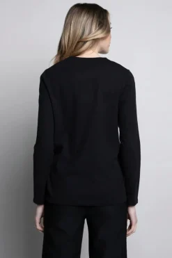 Picadilly Crew Neck Printed Top | Black