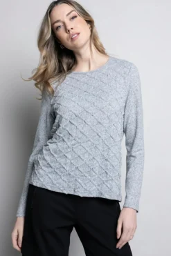 Picadilly Crew Neck Smocked Top | Heather Grey