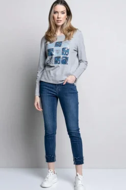 Picadilly Embellished Cuff Ankle Jean | Denim