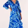 Sacha Drake | Ethereal Wrap Dress | Azure Blue Floral