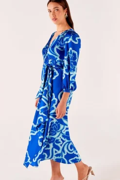 Sacha Drake | Ethereal Wrap Dress | Azure Blue Floral