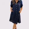 Sandy Button Dress | Navy