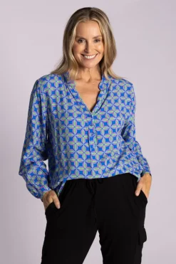 Silvermaple Collection | Lara Shirt | Geometric Blue
