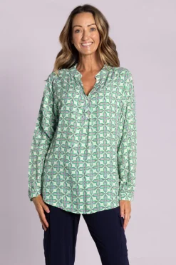 Silvermaple Collection | Lara Shirt | Geometric Green