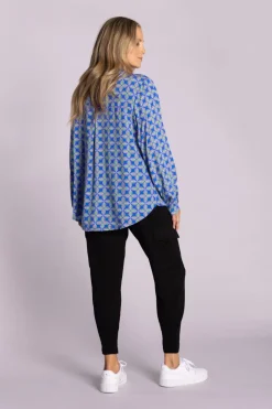 Silvermaple Collection | Lara Shirt | Geometric Blue