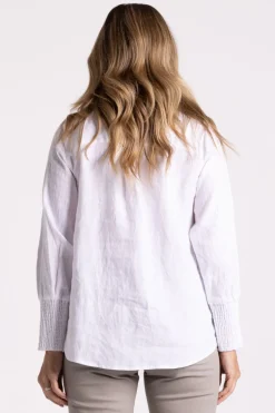 Silvermaple Collection Carrie Linen V-Neck Top | White