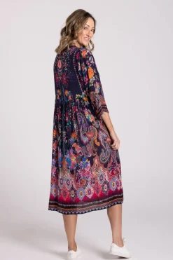 Silvermaple Collection Erin V-Neck Dress | Navy Blossom
