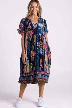 Silvermaple Collection Fiona V-Neck Dress | Royal Rainforest