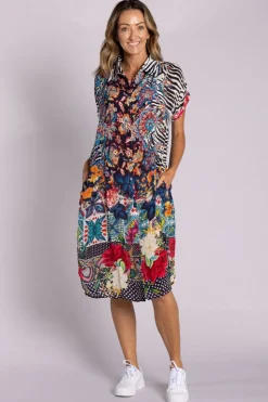 Silvermaple Collection Grace Button Dress | Safari Bloom