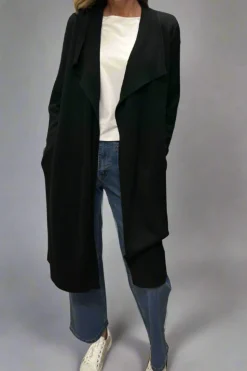 Silvermaple Collection Long Knit Coat | Black