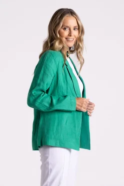 Silvermaple Collection Miranda Linen Blazer | Emerald