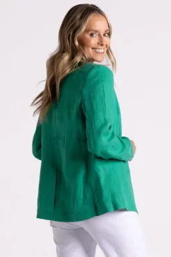 Silvermaple Collection Miranda Linen Blazer | Emerald