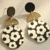 Silvermaple Collection Ruth Floral Earrings | Black/Gold