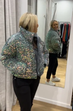 Silvermaple Collection Sequin Bomber Jacket | Multi