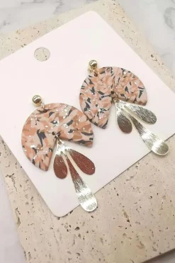 Silvermaple Collection Sophia Clay Earrings | Nude/Gold