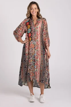 Silvermaple Collection Zara Mandarin Maxi Dress | Eden Noir