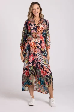 Silvermaple Collection Zara Mandarin Maxi Dress | Midnight Garden