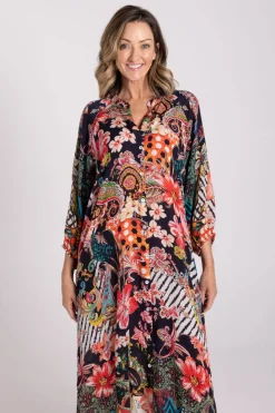 Silvermaple Collection Zara Mandarin Maxi Dress | Midnight Garden