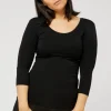 Tani 3/4 Sleeve Scoop Top | Black