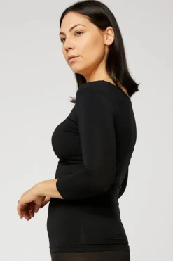 Tani 3/4 Sleeve Scoop Top | Black