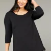 Tani 3/4 Sleeve Swing Top Black | 79376