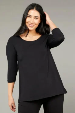 Tani 3/4 Sleeve Swing Top Black | 79376
