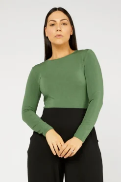 Tani High Neck Long Sleeve Top | Black