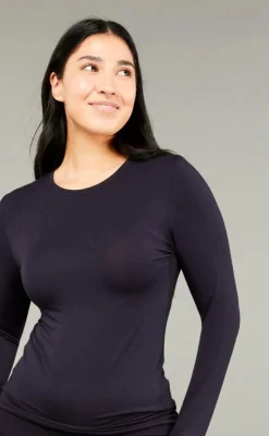 Tani High Neck Long Sleeve Top | Navy | 79276