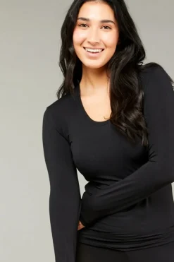 Tani Long Sleeve Scoop Top | Black | 79350