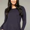 Tani Split Hem Long Sleeve Top | Navy | 79410