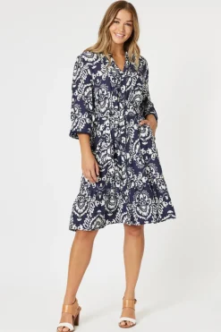 Threadz & Clarity Emily Dress | Navy/White